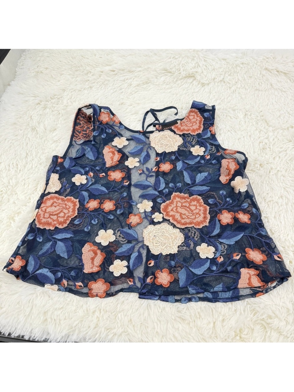 Shyanne Women's Floral Embroidered Mesh Tank Top Western Women's Size Medium